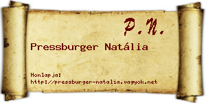 Pressburger Natália névjegykártya